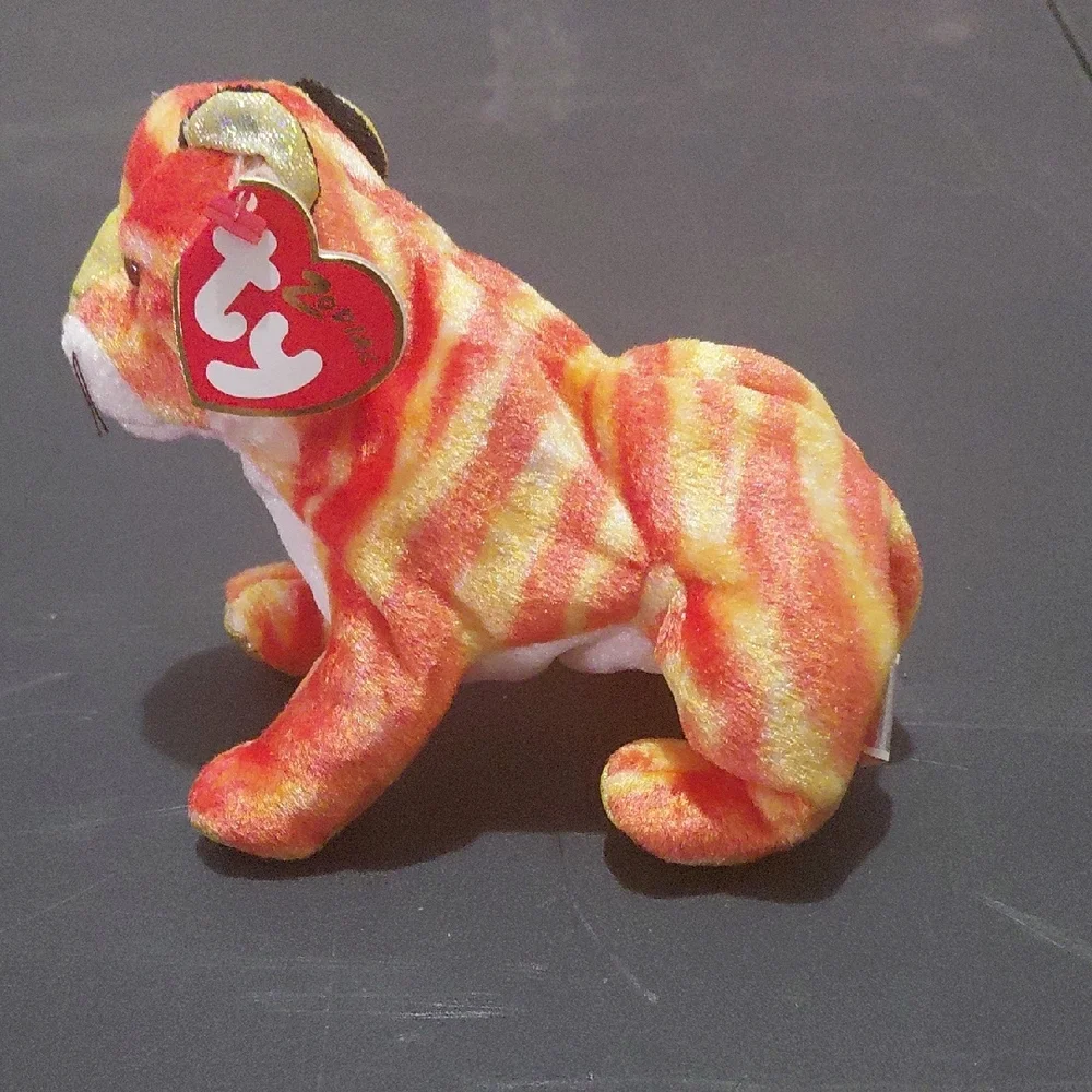 Ty Orange and Yellow Striped Stuffed Tiger